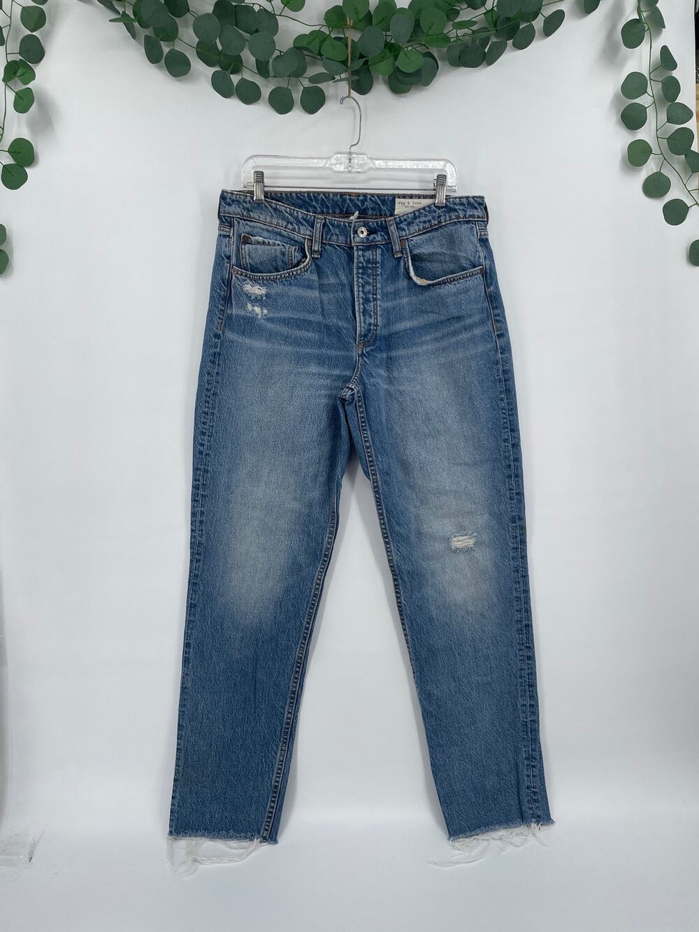 Rag & Bone Rosa Mid Rise Boyfriend Med Wash Ankle Chic Button Fly Denim Jeans 30